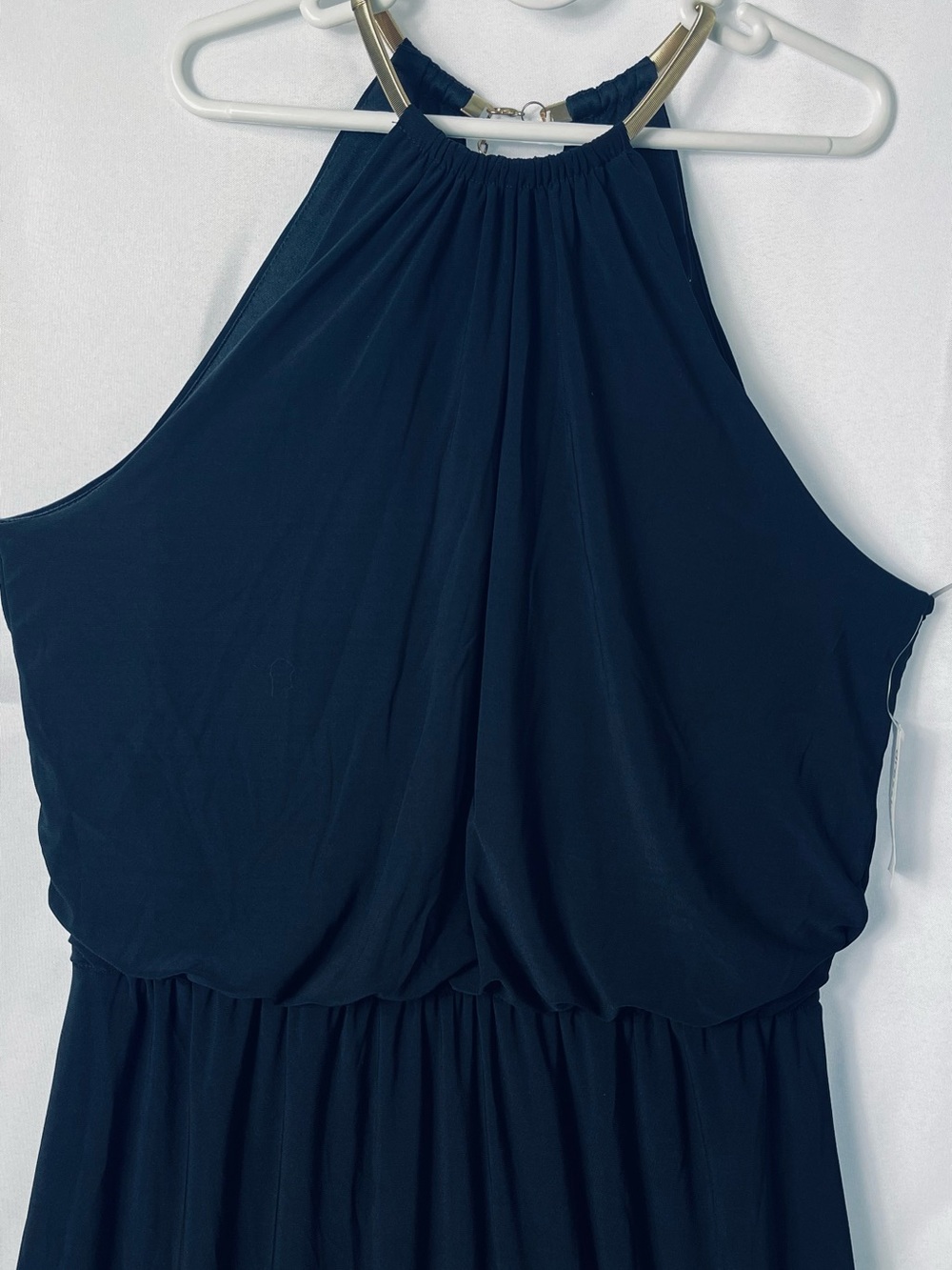 Collections Dressbarn Black Necklace Neckline Halter Maxi Dress Size L NWT